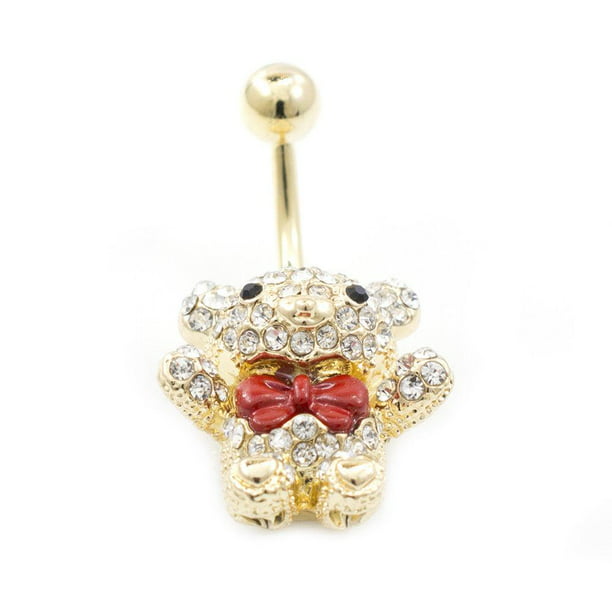 14g 7/16" Jeweled Teddy Bear Belly Button Ring